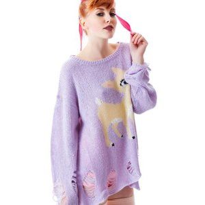 Wildfox Rudolph Little Helper Lennon Sweater, Periwinkle, XS